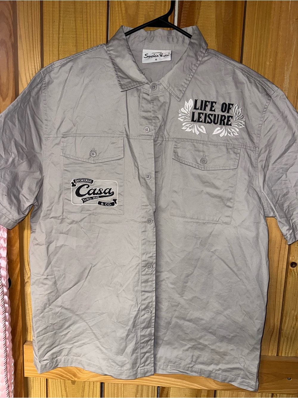 Men's Light Gray Short-Sleeve Shirt Jacket - Life of Leisure by Smoke Rise